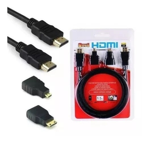 Hdmi Hdtv Cable 1.5m 3 In 1 Adapter