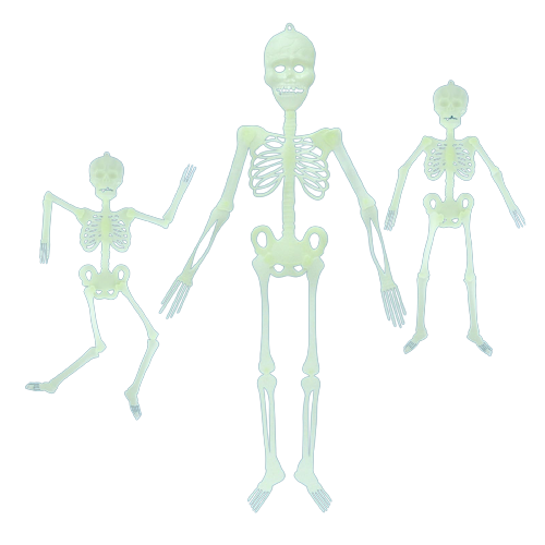 Fluorescent hanging skeleton 90 cm