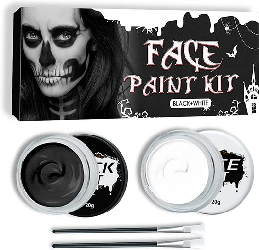 Halloween Black and White Face and Body Painting