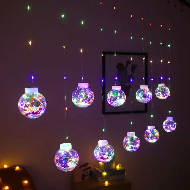 Led Curtain 10 Christmas Spheres Snowman 3m