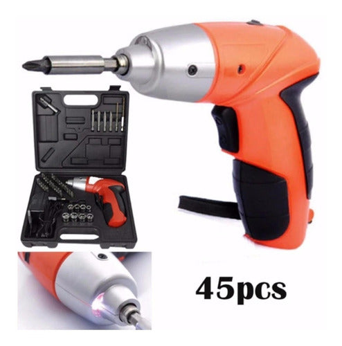 Cordless Electric Screwdriver With Light 4.8v 45 Pieces