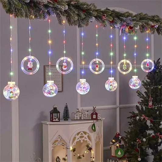 Led Curtain 5 Spheres and 5 mini Christmas Hoops 3m