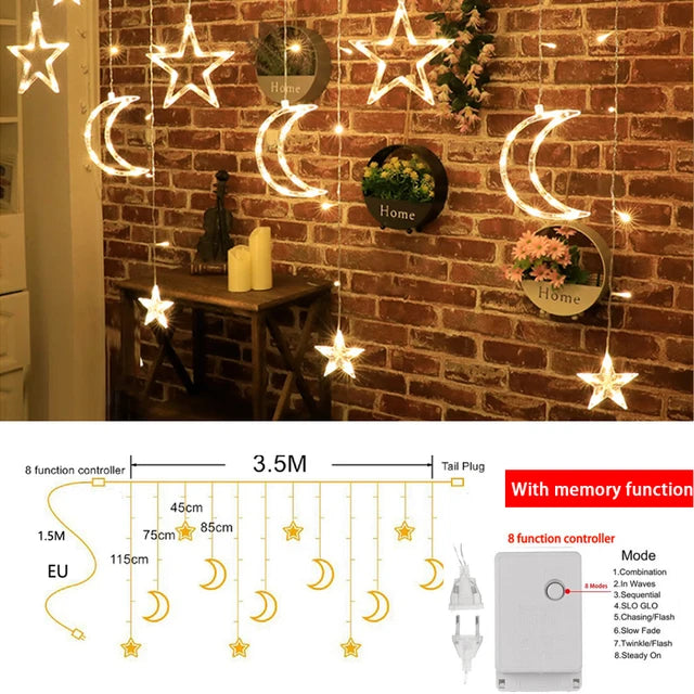 Rideau Led Étoiles et Lune 3,5m