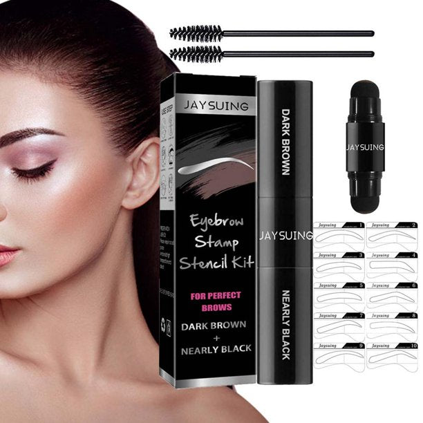 Kit De Sellos De Cejas Marrón Oscuro Y Negro Intenso